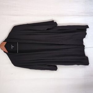 Eileen Fisher Black Ribbed Tencel Blend Stretch Open Front Cardigan Size XL